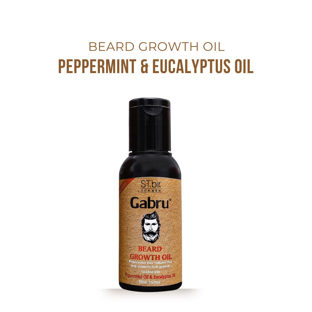 Gabru Beard Growth Oil for Men Enriched with Peppermint & Eucalyptus | Non-Sticky, Natural Formula | 100ML (Pack of 2)
