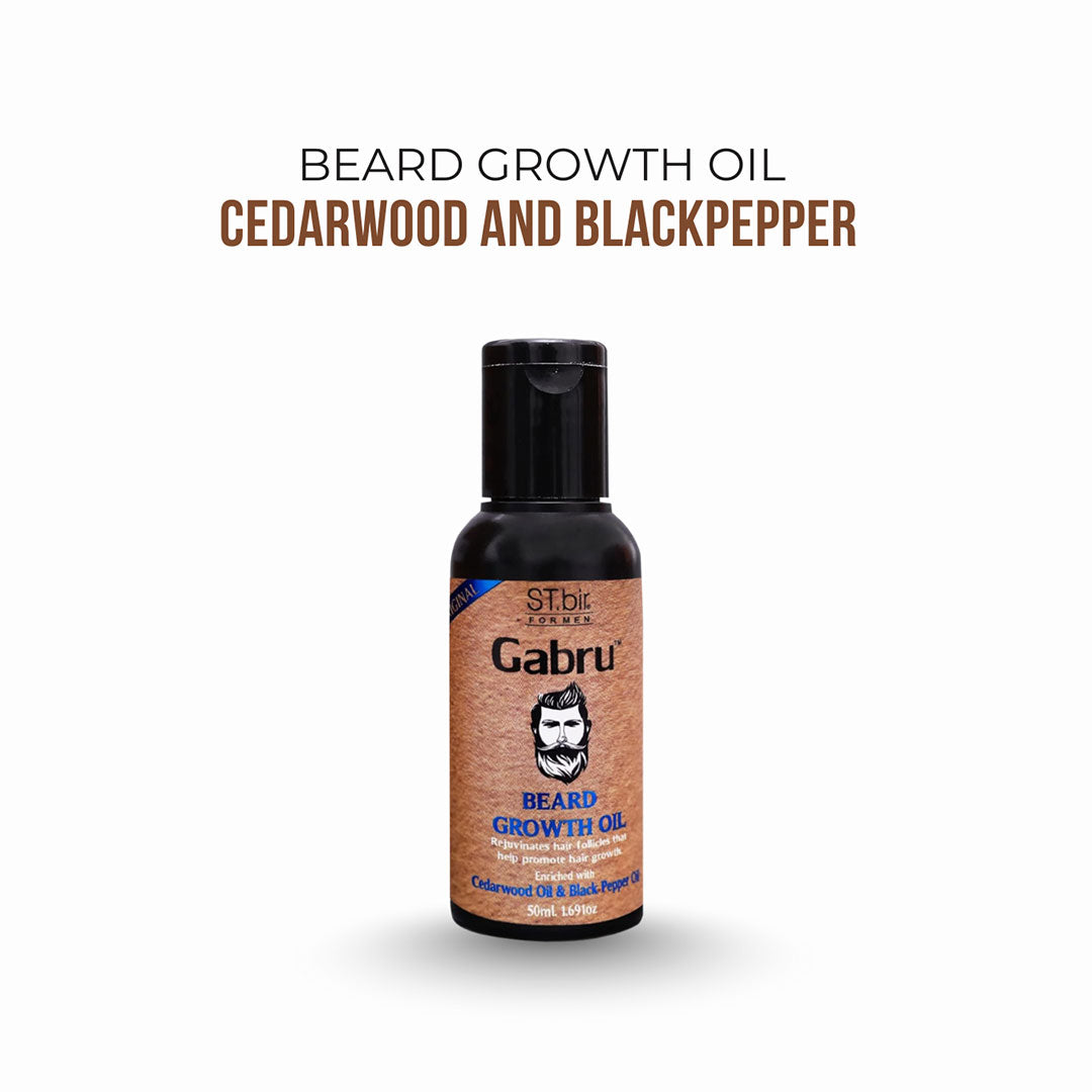 Gabru Beard Growth Oil for Men with Cedarwood and Black Pepper Oil