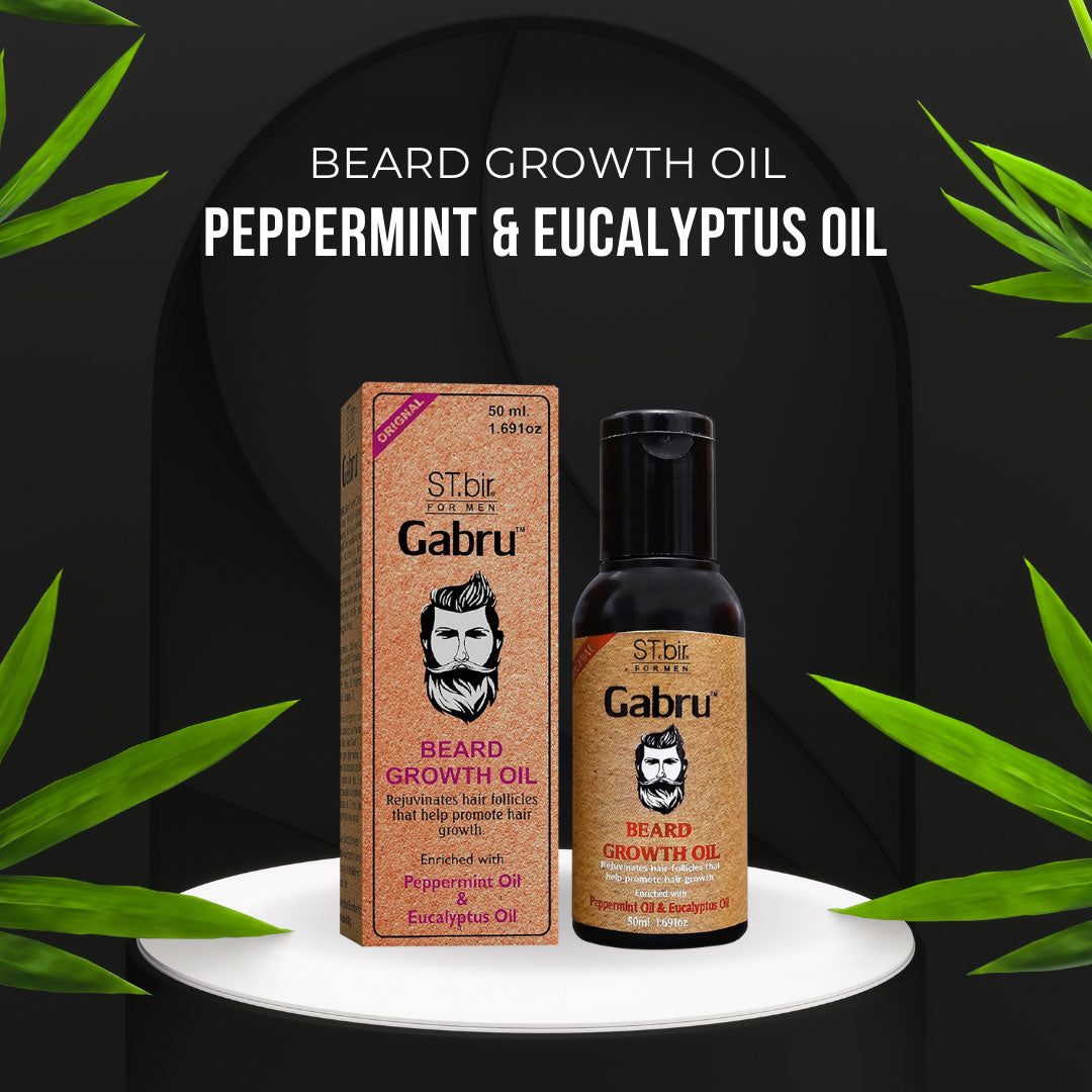 Gabru Beard Growth Oil for Men Enriched with Peppermint & Eucalyptus | Non-Sticky, Natural Formula | 100ML (Pack of 2)