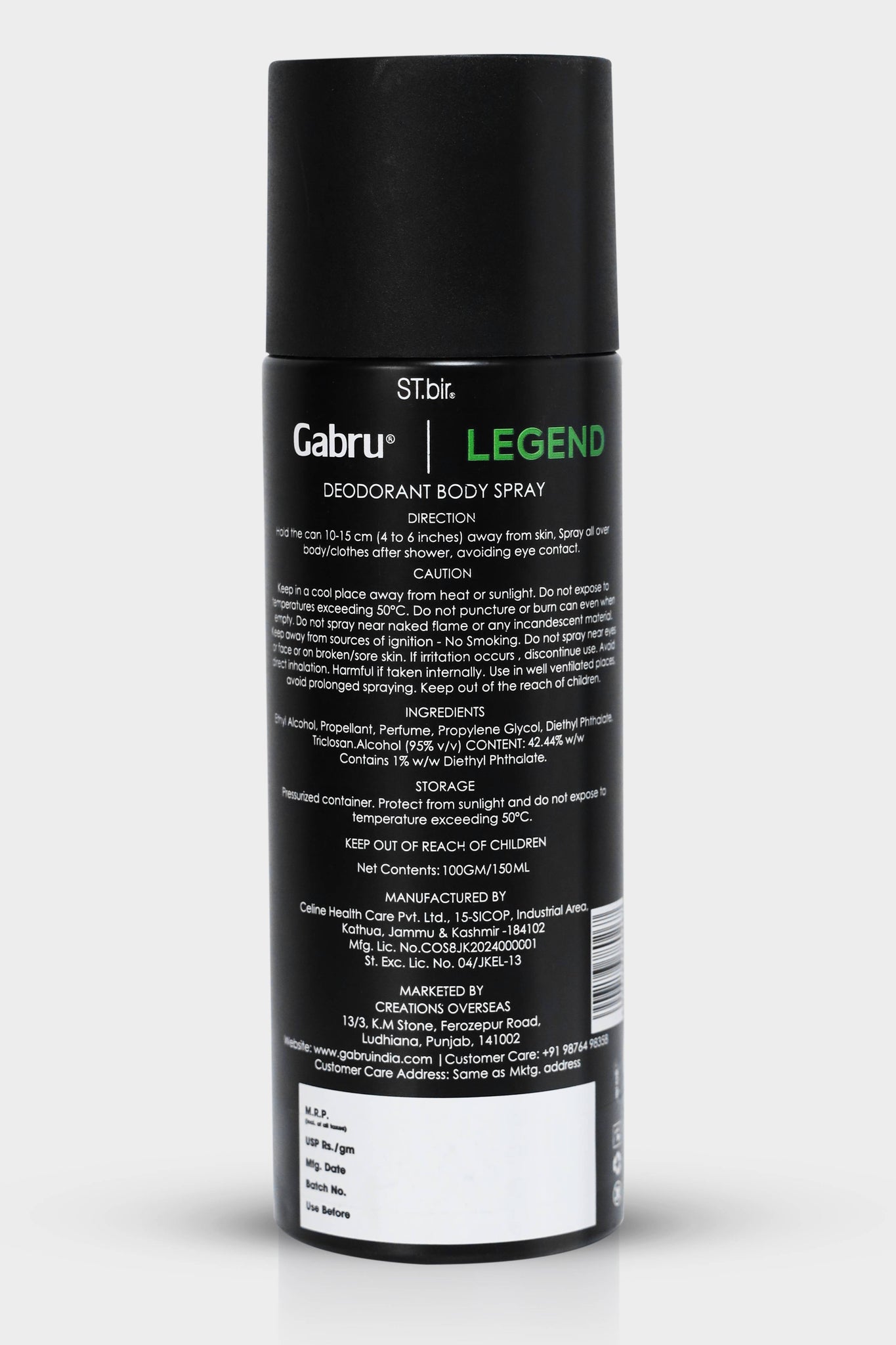 Gabru Men's Legend Deodorant Body Spray