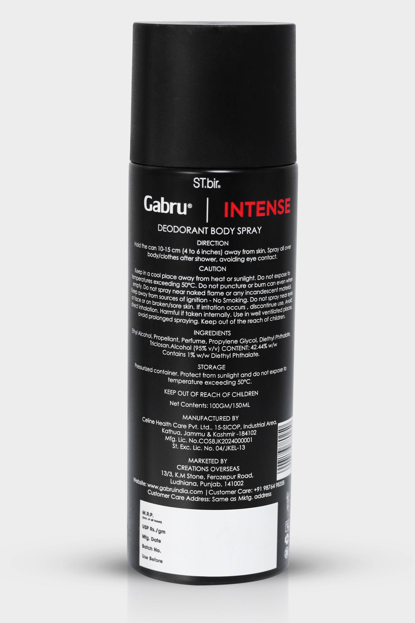 Gabru Men's Intense Deodorant Body Spray