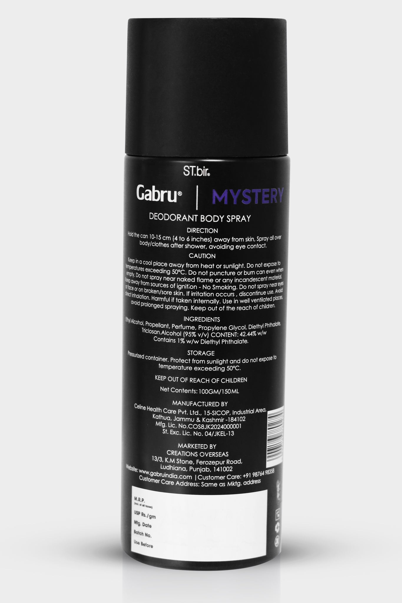 Gabru Men's Mystery Deodorant Body Spray