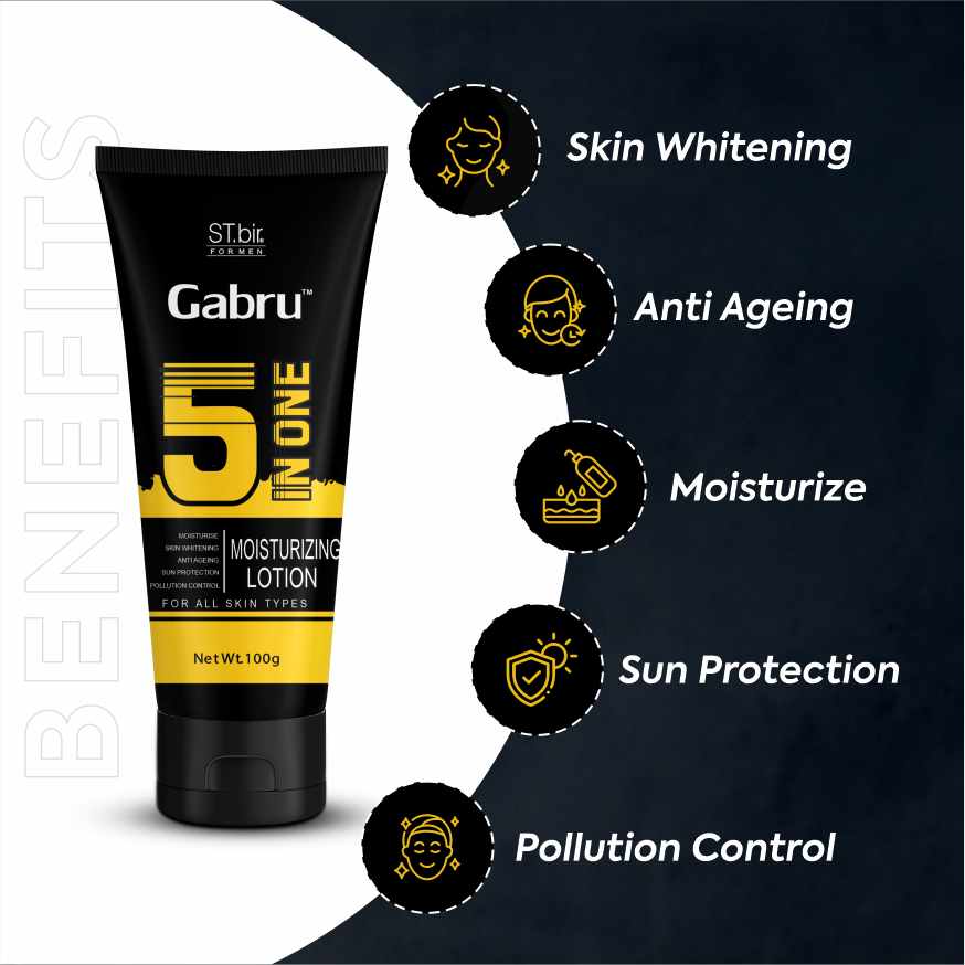 Gabru 5 in 1 Moisturising Lotion with Activated Charcoal 100Gms