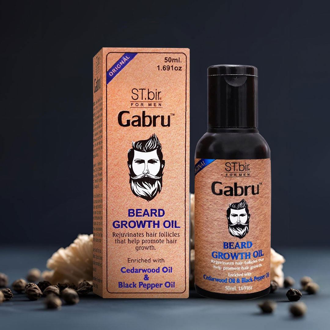 Gabru Beard Growth Oil for Men with Cedarwood and Black Pepper Oil