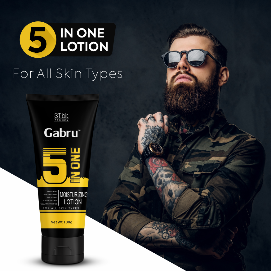 Gabru 5 in 1 Moisturising Lotion with Activated Charcoal 100Gms