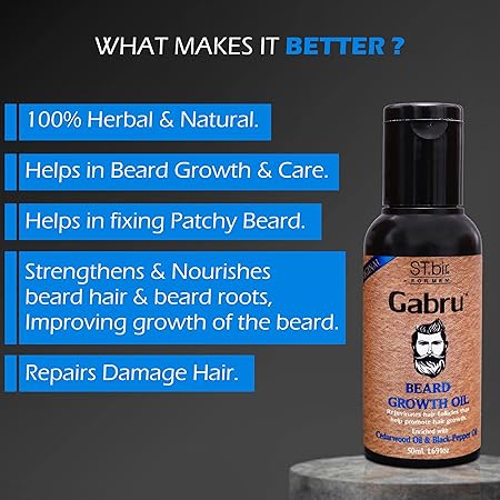 ST.bir Gabru Beard Oil for Men  Cedarwood & Black Pepper Oil (100mL)