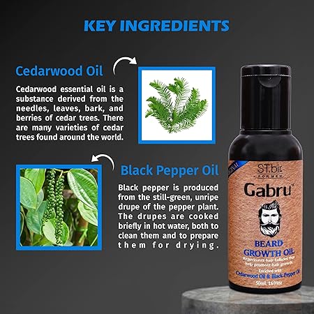 ST.bir Gabru Beard Oil for Men  Cedarwood & Black Pepper Oil (100mL)