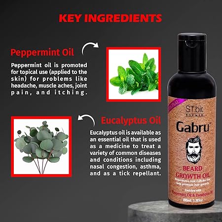 ST.bir Gabru Beard Oil Peppermint & Eucalyptus Oil (Pack of 2)