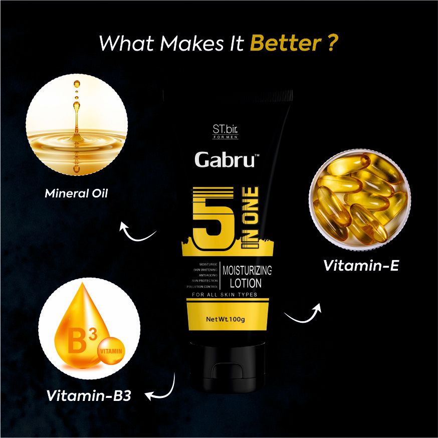 Gabru 5 in 1 Moisturising Lotion with Activated Charcoal 100Gms