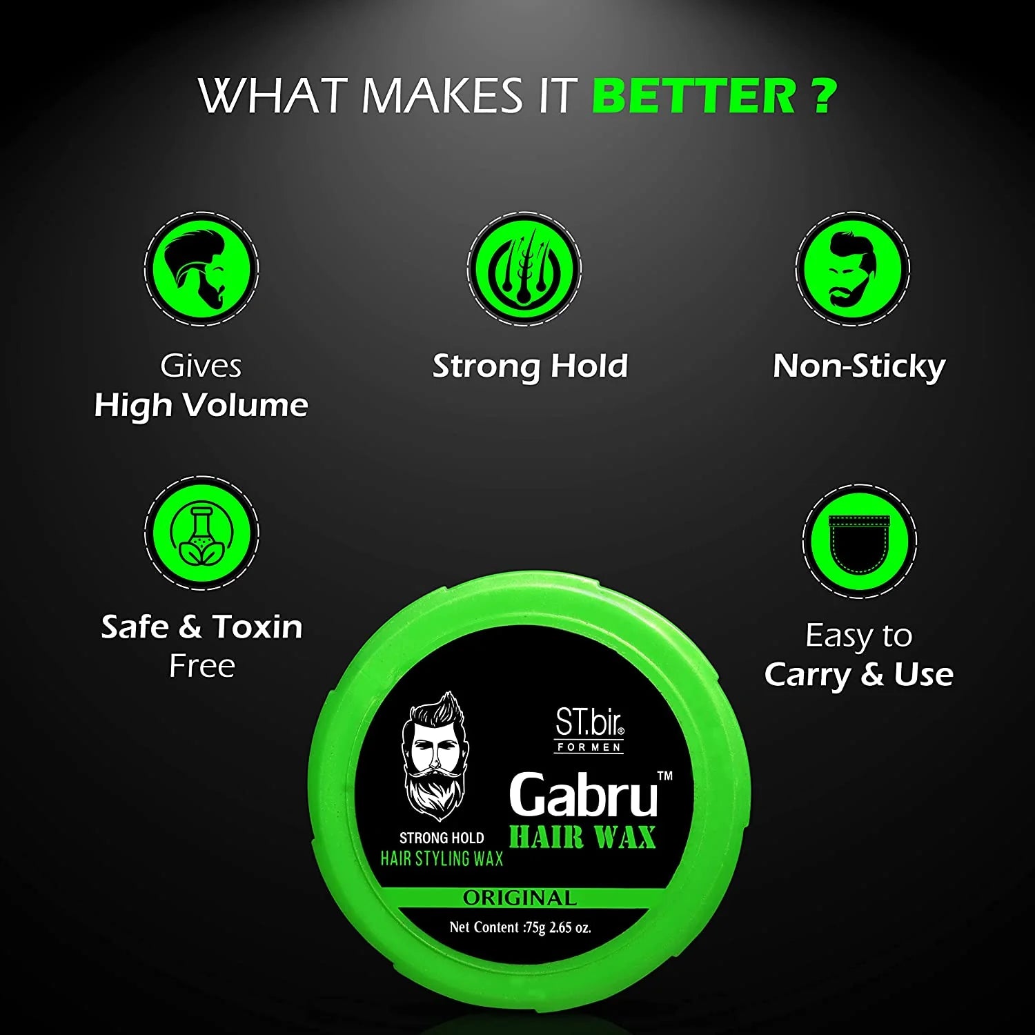 ST.bir Gabru Hair Wax - Strong Hold 75gm (Pack of 4)