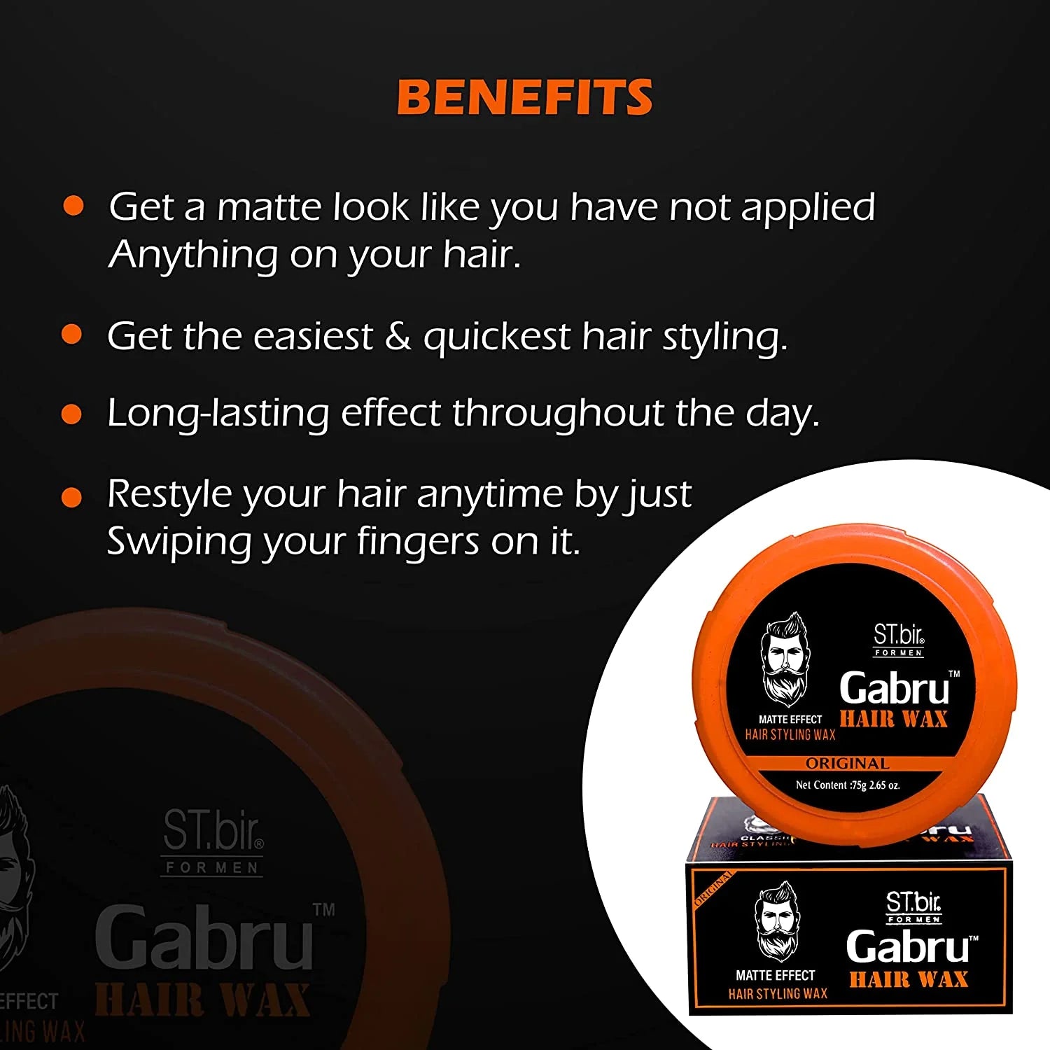 ST.bir Matte Effect Gabru Hair Wax 75gm (Pack of 2)