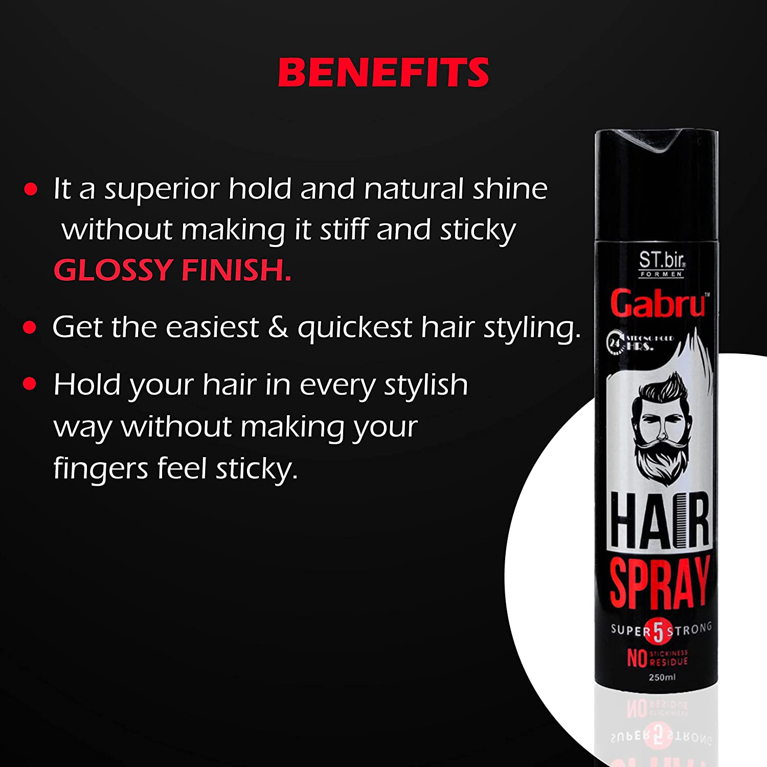 ST.bir Gabru Hair Spray, Hair Setting Spray for Boys & Men, 250ML (Pack of 2)