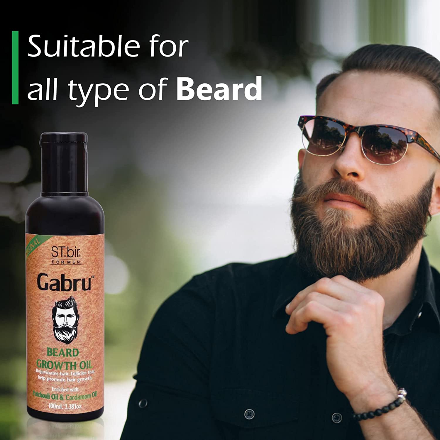 ST.bir Gabru Growth Beard Oil Enriched with Patchouli & Cardamom, Beard & Mustache Oil for Men 100ML
